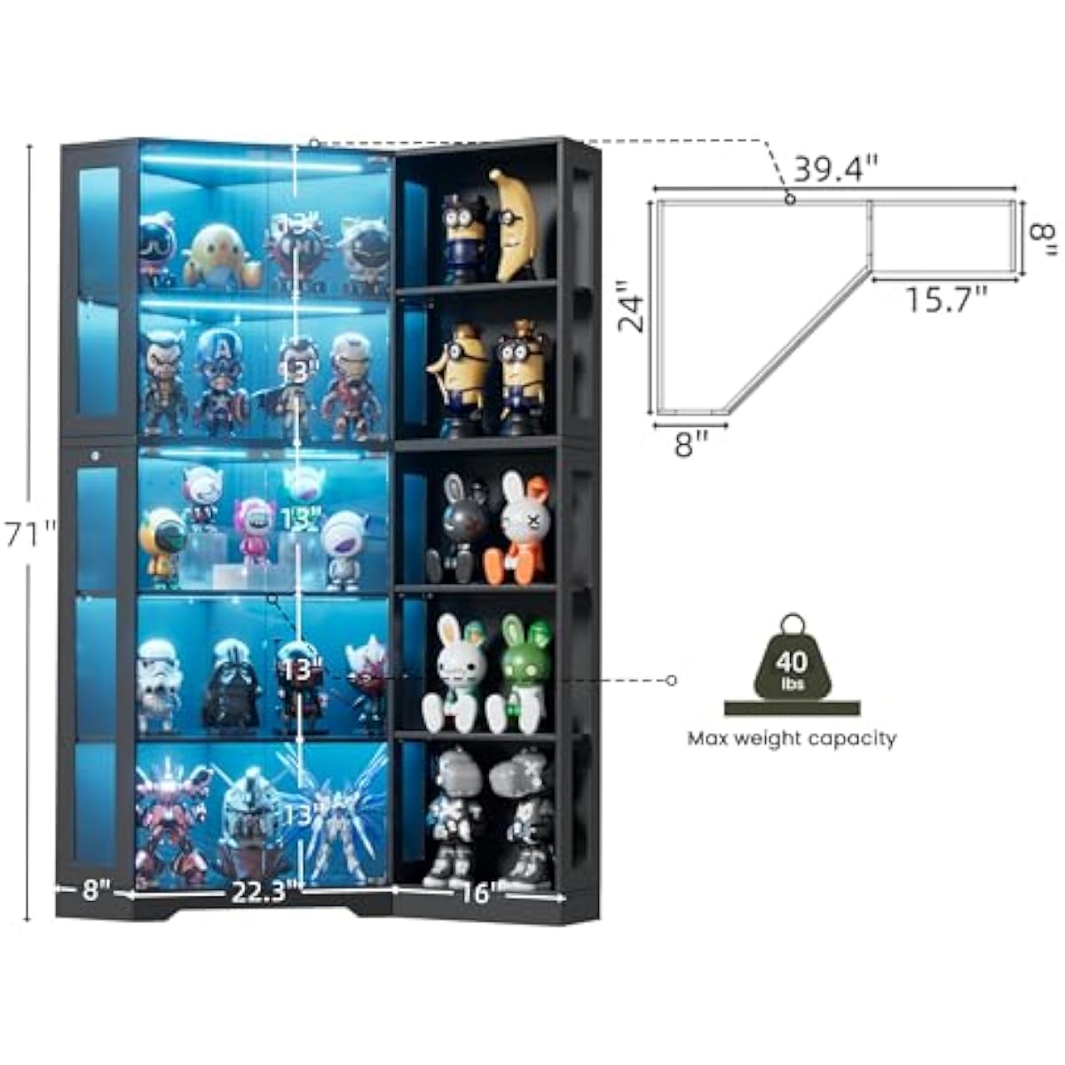 Vitrine d'exposition avec port - Lighting avis et prix