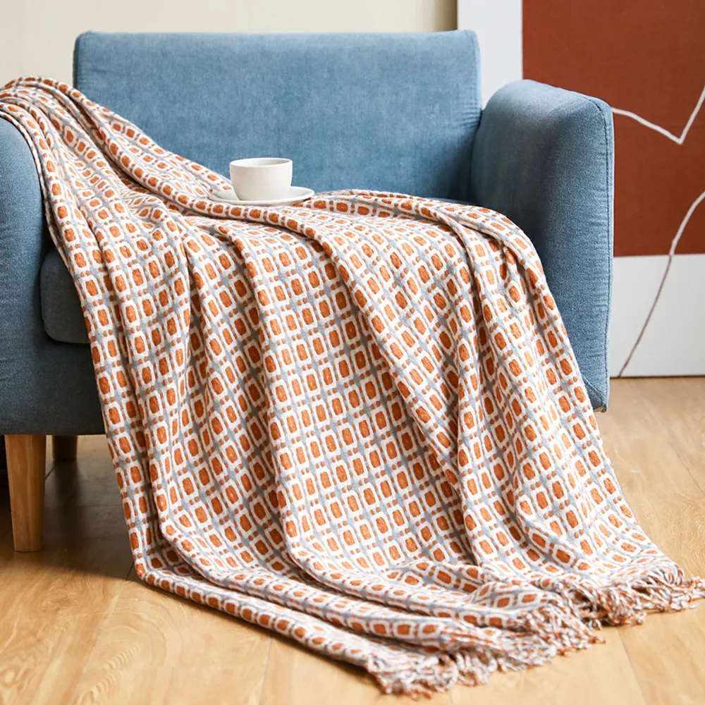 Plaid tissé jacquard à motif g - Boho Throw Blanket Fringe avis et prix