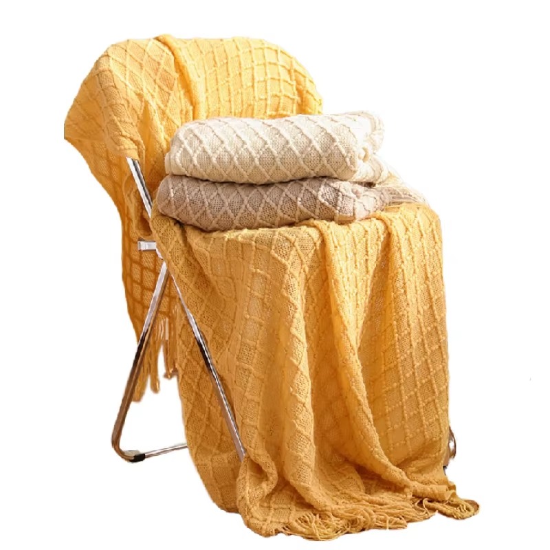 Couverture en tricot de diaman - Boho Throw Blanket Fringe avis et prix